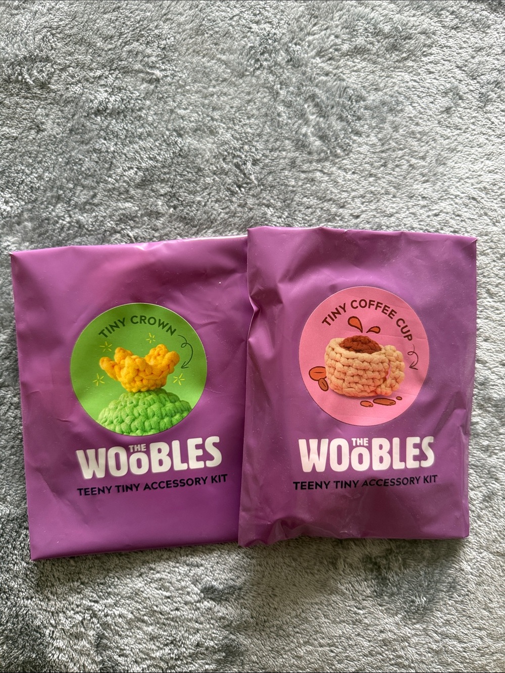 Woobles Teeny Tiny Accessory Kit - Purple (Tiny Crown & Tiny Coffee Cup)